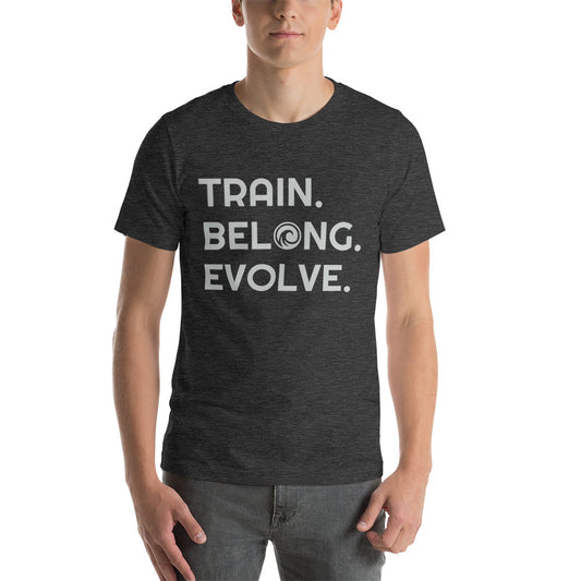 Train. Belong. Evolve. Unisex Adult Black Shirt