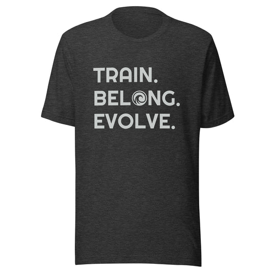 Train. Belong. Evolve. Unisex Adult Black Shirt