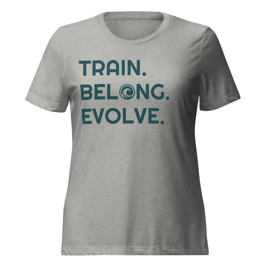 Train. Belong. Evolve. Woman's Gray Shirt