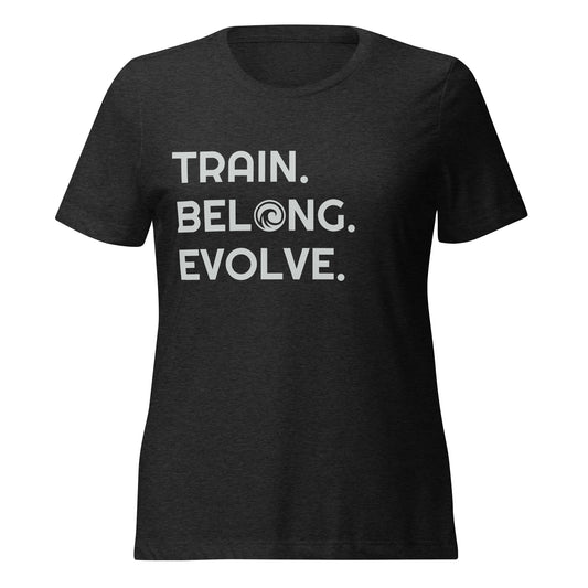 Train. Belong. Evolve. Woman's Black Shirt