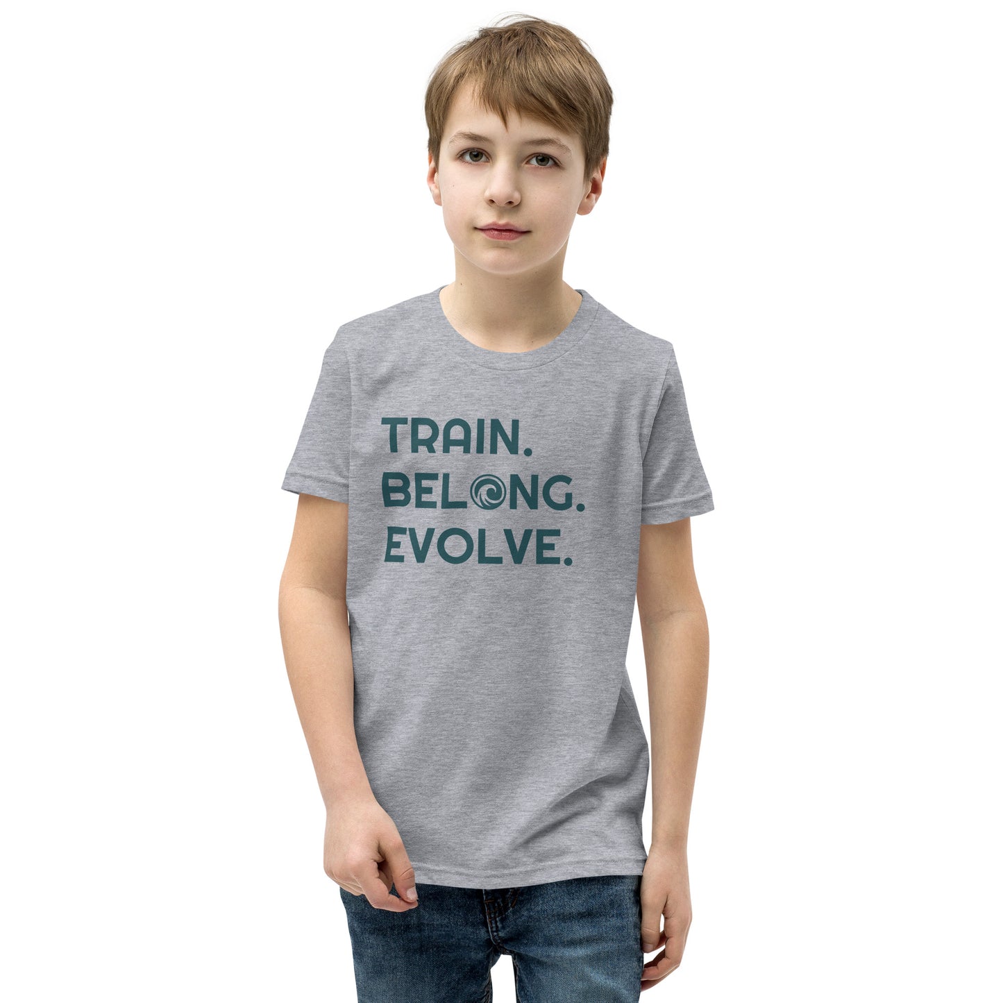 Train. Belong. Evolve. Gray Youth Tee